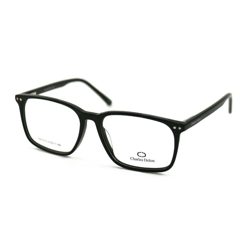 Charles Delon Square Men Black Plastic Frame